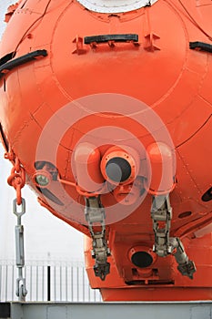 Front view of the bow of old deep-submergence rescue vehicle AS-5 closeup