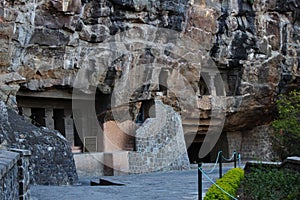 Front view of Buddha chaitya caves, Aurangabad, Maharashtra
