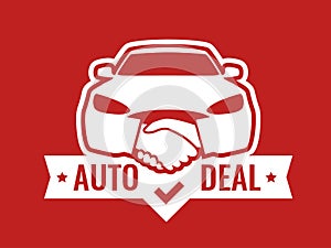 Front view of Car with Handshakes - Creative Emblem