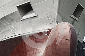 Front view of a cargo ship