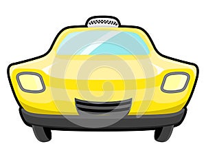 Front view of a cartoon taxi cab
