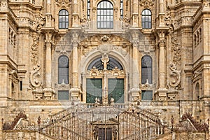 Front view of the Cathedral of Santiago de Compostela