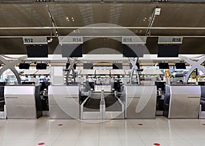 Front view of check-in area in airport