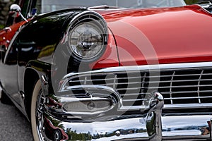 Front view of a classic American car from the fifties