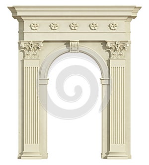 Front view of a classic arch with Corinthian column