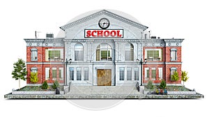Front view on a classical school building