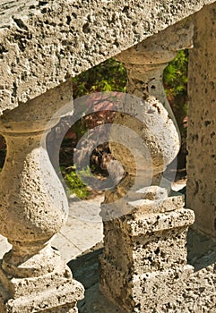 molded, concrete and shell construction, of a stair railing and risers photo