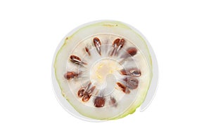 Front view Close-up of Noni fruit sliced photo