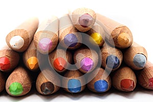 Front view of colored pencils