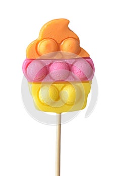 Front view of colorful pop it lollipop