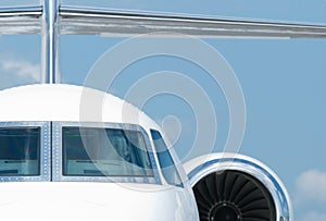 Front view of corporate jet