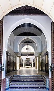 Front view of the corridor leading to the inner courtyard in the Great Mosque of Paris