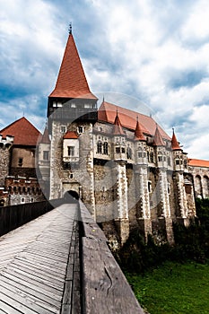 Front view of the Corvin castle. Hunedoara, Romania