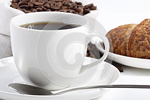 Front view of a cup of hot coffee