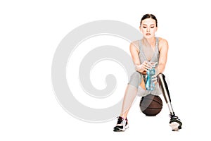 Front view of disabled sportswoman sitting