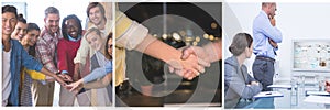 Front view of diverse business people working together photo