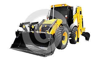 Front view of earth-moving machine isolated