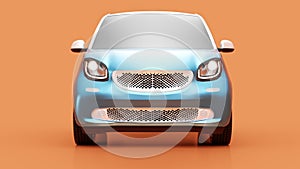 Front view of eco blue concept car on orange background