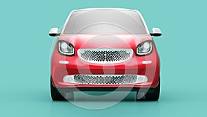 Front view of eco red concept car on blue background