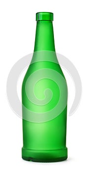 Front view of empty green matt bottle
