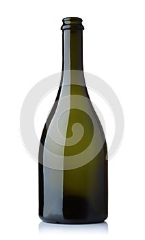 Empty green wine bottle