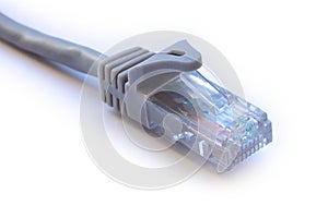 Front view of a Ethernet patch Internet cable for wired home and office networks