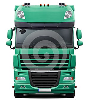 European DAF XF truck in blue-green.