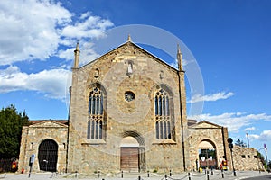 Front view of Ex Monastery of Sant`Agostino old church, now university, Bergamo, Italy photo