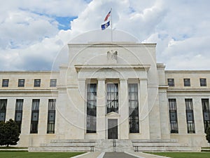 Front on view of the exterior of the federal reserve building