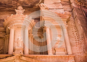 Front view of facade of Al-Khazneh temple