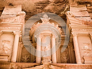 Front view of facade of Al-Khazneh temple