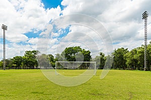Front view of football goals