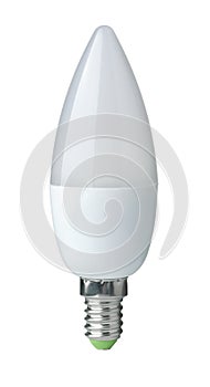 Front view of frosted LED candle light bulb