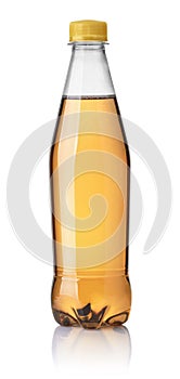 Front view of fruit soda bottle