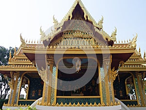 Front view of golden landmark