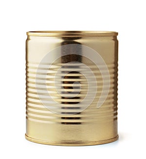 Front view of golden tin can