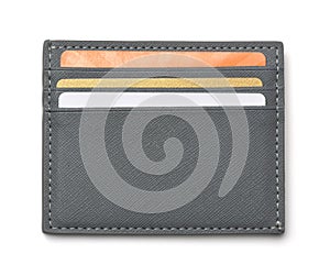 Front view of gray plastic card holder