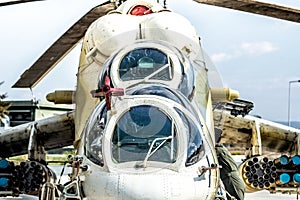Front view of heavy multi-purpose military helicopter