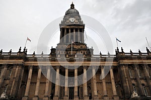 Front view of the historic leeds town hall in west yorkshire