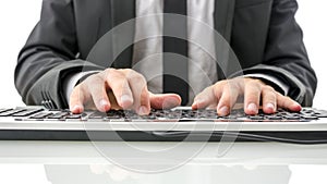 Front view of insurance agent typing on computer