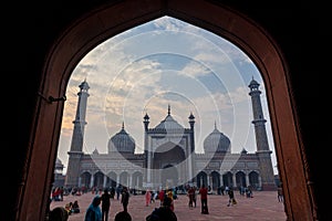 A front view of Jama Masjid mosque in Delhi