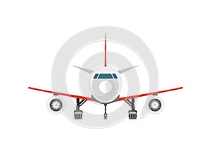 Front view jet airplane isolated vector icon