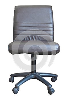 Front view of leather office chair isolated on white