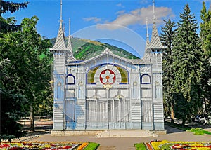 Front view of the Lermontov Gallery in Pyatigorsk city