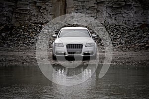 Front view of a luxury car