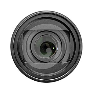 macro photo camera lens isolated on white background. Cameras eye