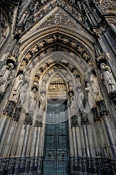 Front view of main entrance to the Cologne Cathedral,Germany