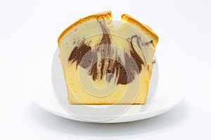 Front view of marble soft butter cake