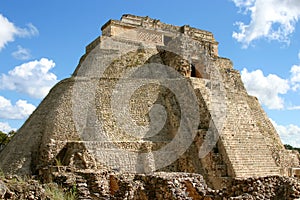 Front view mayan pyramid