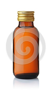 Front view of medical glass bottle